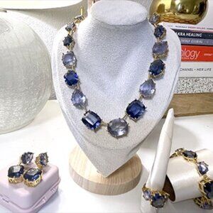 Demoiselle Large Purple Glass Bead 17" Necklace Set